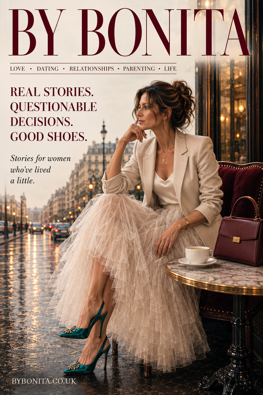 By Bonita magazine cover: Real stories. Questionable decisions. Good shoes.